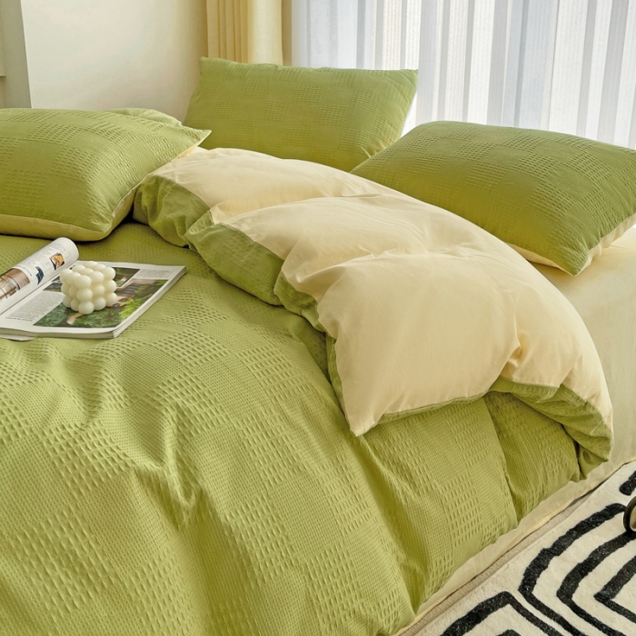 91家纺网 家纺一手货源 找家纺 （总）娜娜 2023新款全棉水洗棉华夫格四件套