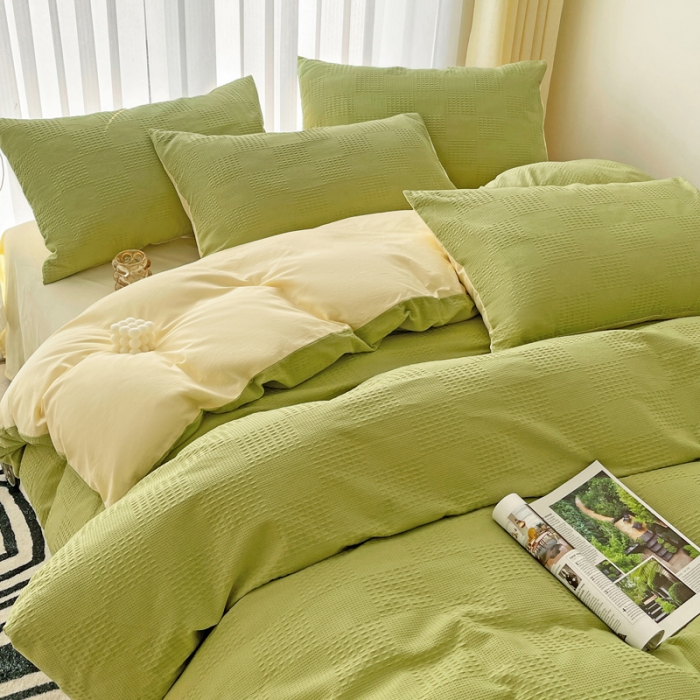 91家纺网 家纺一手货源 找家纺 （总）娜娜 2023新款全棉水洗棉华夫格四件套