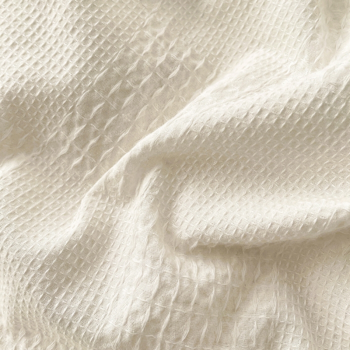 91家纺网 家纺一手货源 找家纺 娜娜 2023新款全棉水洗棉华夫格四件套 华夫格-白咖