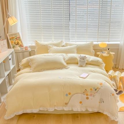 91家纺网 家纺一手货源 找家纺 （总）苏美 2024新款色织水洗棉四件套-繁花+向阳花开系列