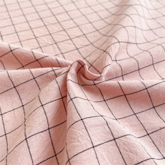 91家纺网 家纺一手货源 找家纺 蓝米卡夫 2024新全棉色织水洗棉A类单品床笠 蜜粉小格