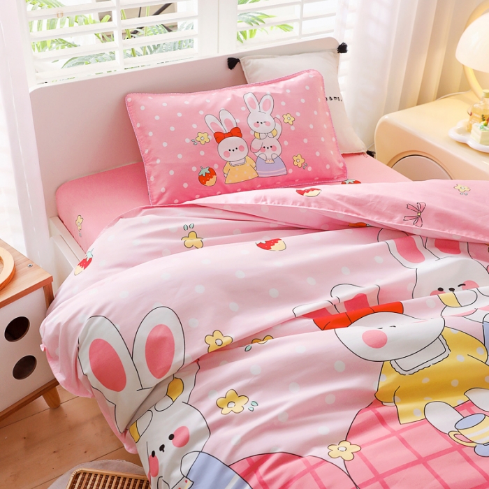 91家纺网 家纺一手货源 找家纺 乐秀 2023新款40S全棉13372幼儿园三件套六件套 快乐一家