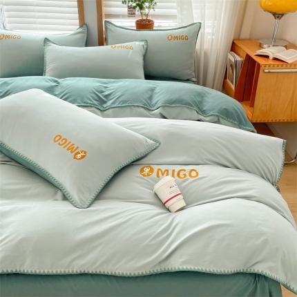 91家纺网 家纺一手货源 找家纺 蓝米卡夫 2024-A类云朵棉蜜果刺绣系列四件套 蜜果-梵星蓝+浅石蓝