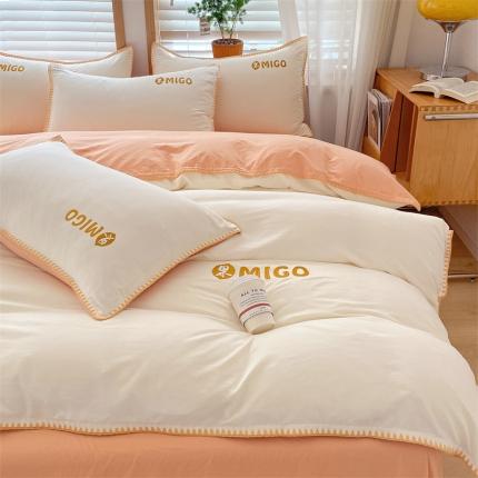 91家纺网 家纺一手货源 找家纺 （总）蓝米卡夫 2024新-A类云朵棉蜜果刺绣系列四件套