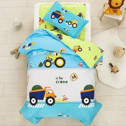 91家纺网 家纺一手货源 找家纺 乐秀 2023新款40S全棉13372幼儿园三件套六件套 超级工程车