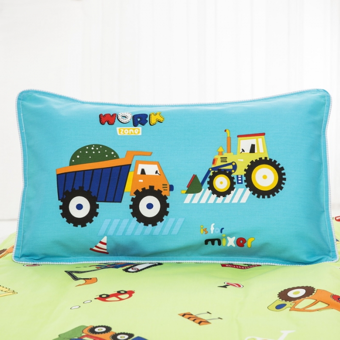 91家纺网 家纺一手货源 找家纺 乐秀 2023新款40S全棉13372幼儿园三件套六件套 超级工程车