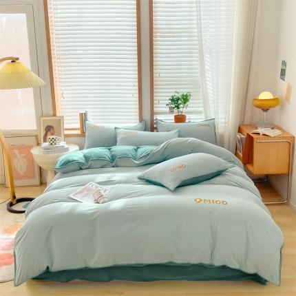 蓝米卡夫 2024-A类云朵棉蜜果刺绣系列四件套 蜜果-梵星蓝+浅石蓝