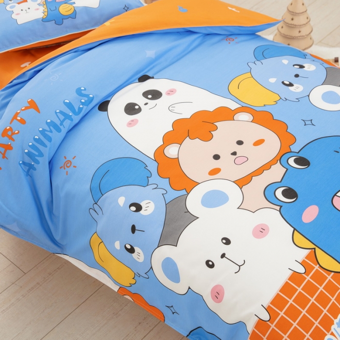 91家纺网 家纺一手货源 找家纺 乐秀 2023新款40S全棉13372幼儿园三件套六件套 动物派对