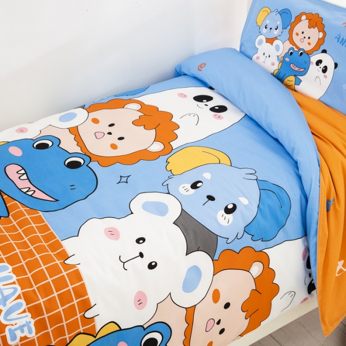 91家纺网 家纺一手货源 找家纺 乐秀 2023新款40S全棉13372幼儿园三件套六件套 动物派对