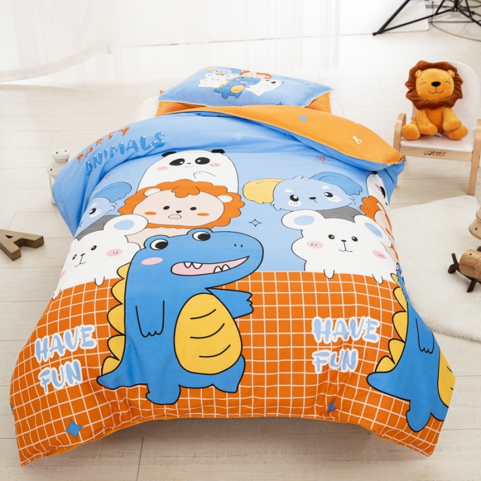 91家纺网 家纺一手货源 找家纺 乐秀 2023新款40S全棉13372幼儿园三件套六件套 动物派对