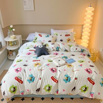 91家纺网 家纺一手货源 找家纺 柚子 2023新款13372全棉四件套-梦境 怪物狂欢