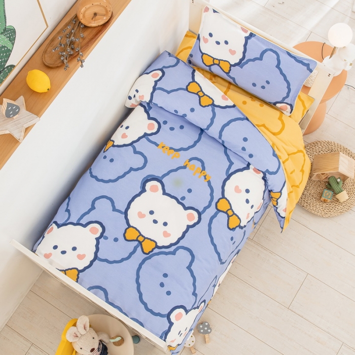 91家纺网 家纺一手货源 找家纺 乐秀 2023新款40S全棉13372幼儿园三件套六件套 贵族小熊