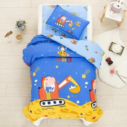 91家纺网 家纺一手货源 找家纺 乐秀 2023新款40S全棉13372幼儿园三件套六件套 恐龙挖掘机