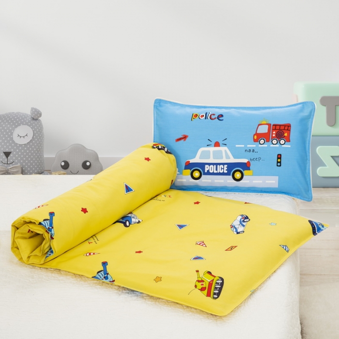 91家纺网 家纺一手货源 找家纺 乐秀 2023新款40S全棉13372幼儿园三件套六件套 快乐消防车