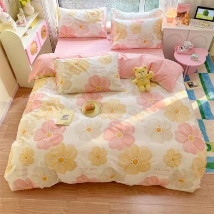 91家纺网 家纺一手货源 找家纺 名兮 2023新款全棉印花小清新四件套 春暖花开