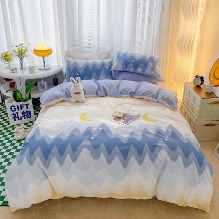 91家纺网 家纺一手货源 找家纺 名兮 2023新款全棉印花小清新四件套 星辰入梦