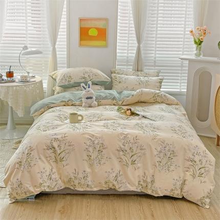 91家纺网 家纺一手货源 找家纺 名兮 2023新款全棉印花小清新四件套 幽幽仙草