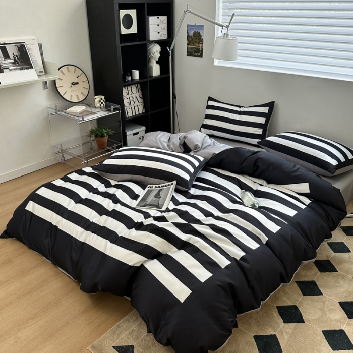 91家纺网 家纺一手货源 找家纺 （总）摩卡 2024春夏新品进口水洗真丝现代简约系列四件套