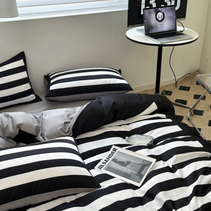 91家纺网 家纺一手货源 找家纺 （总）摩卡 2024春夏新品进口水洗真丝现代简约系列四件套