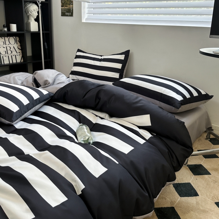 91家纺网 家纺一手货源 找家纺 （总）摩卡 2024春夏新品进口水洗真丝现代简约系列四件套