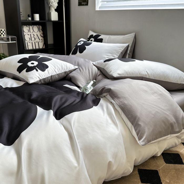 91家纺网 家纺一手货源 找家纺 摩卡 2024春夏新品进口水洗真丝现代简约系列四件套 瑞丽