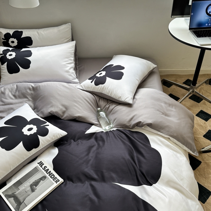 91家纺网 家纺一手货源 找家纺 摩卡 2024春夏新品进口水洗真丝现代简约系列四件套 瑞丽