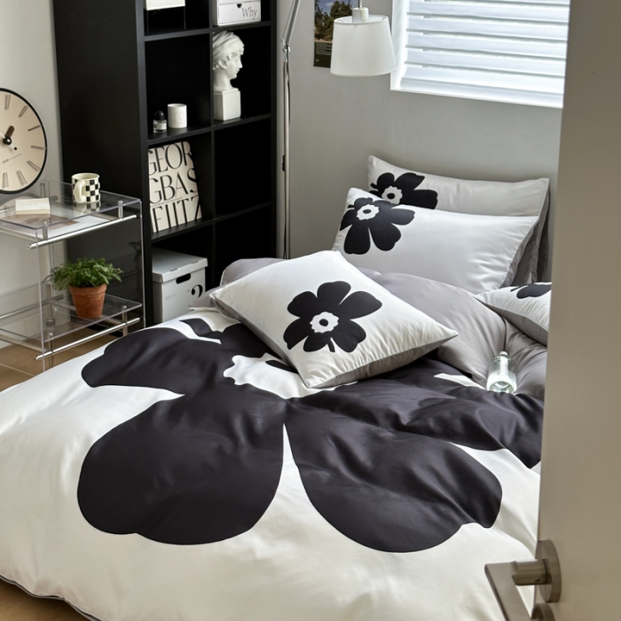 91家纺网 家纺一手货源 找家纺 摩卡 2024春夏新品进口水洗真丝现代简约系列四件套 瑞丽