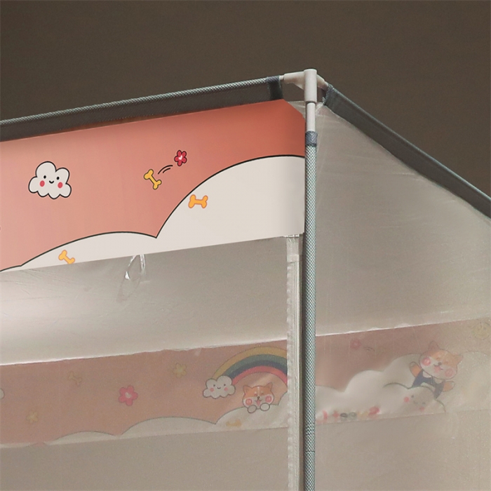 91家纺网 家纺一手货源 找家纺 佳梦家纺 2023新款方顶印花坐床蚊帐 彩虹小雅