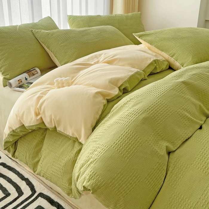 91家纺网 家纺一手货源 找家纺 （总）娜娜 2023新款全棉水洗棉华夫格四件套