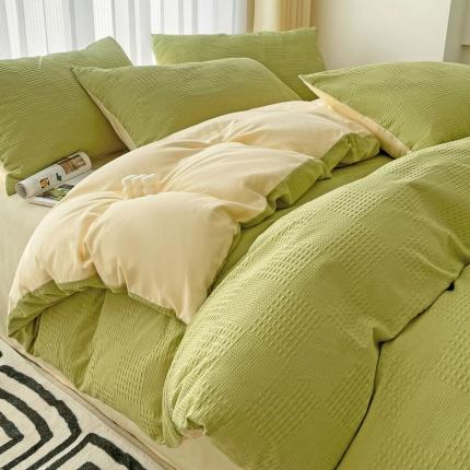 91家纺网 家纺一手货源 找家纺 （总）娜娜 2023新款全棉水洗棉华夫格四件套