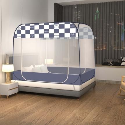 佳梦家纺 2023新款印花时尚款免安装蒙古包蚊帐 格子兔布三角