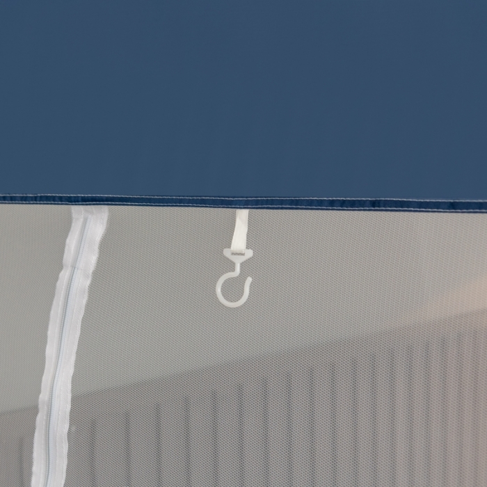 91家纺网 家纺一手货源 找家纺 佳梦家纺 2023新款印花时尚款免安装蒙古包蚊帐 条纹蓝布三角