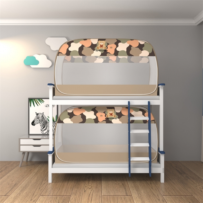 91家纺网 家纺一手货源 找家纺 佳梦家纺 2023新款学生上下铺免安装蒙古包蚊帐 迷彩熊