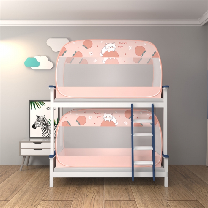 91家纺网 家纺一手货源 找家纺 佳梦家纺 2023新款学生上下铺免安装蒙古包蚊帐 蜜桃猫