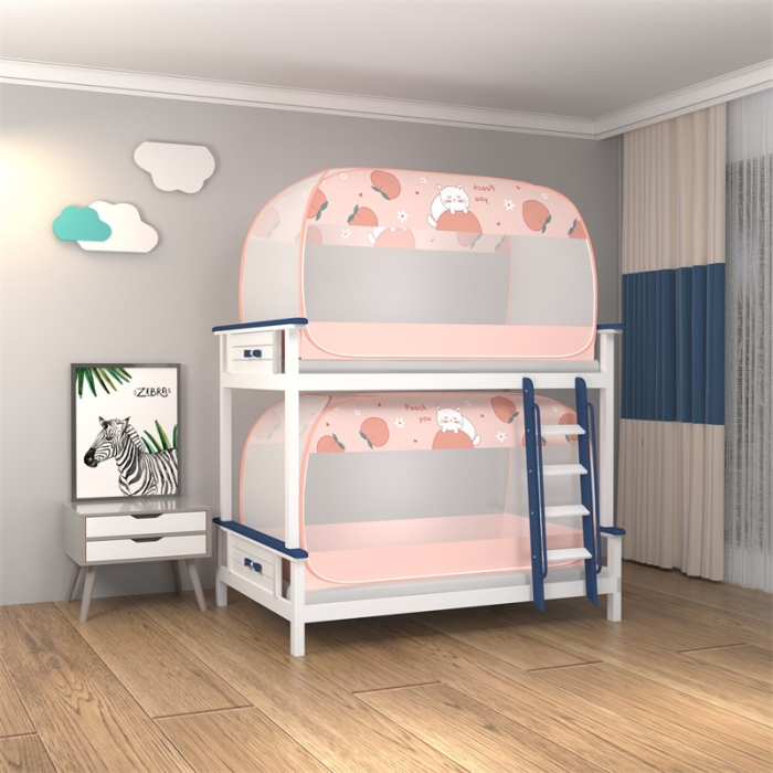 91家纺网 家纺一手货源 找家纺 佳梦家纺 2023新款学生上下铺免安装蒙古包蚊帐 蜜桃猫