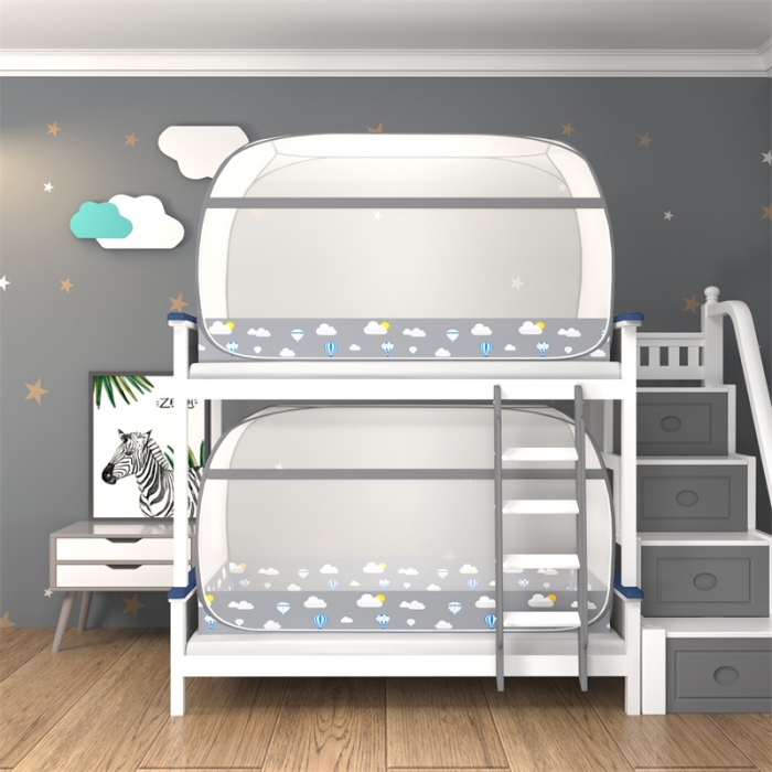 91家纺网 家纺一手货源 找家纺 佳梦家纺 2023新款学生上下铺免安装蒙古包蚊帐 气球-灰