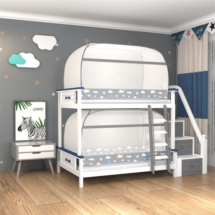 91家纺网 家纺一手货源 找家纺 佳梦家纺 2023新款学生上下铺免安装蒙古包蚊帐 气球-灰