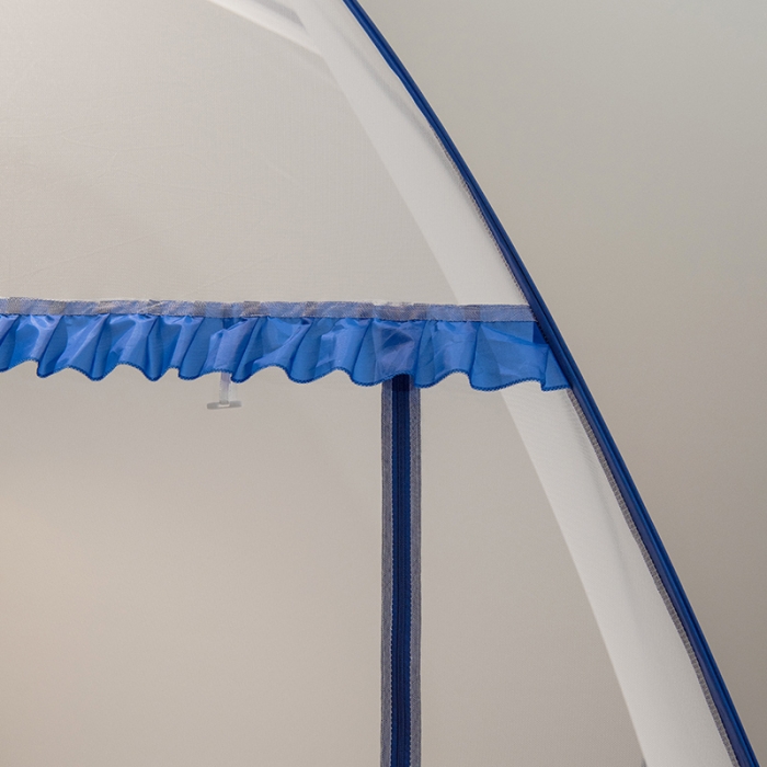 91家纺网 家纺一手货源 找家纺 佳梦家纺 2023新款学生上下铺免安装蒙古包蚊帐 小顶云顶-蓝