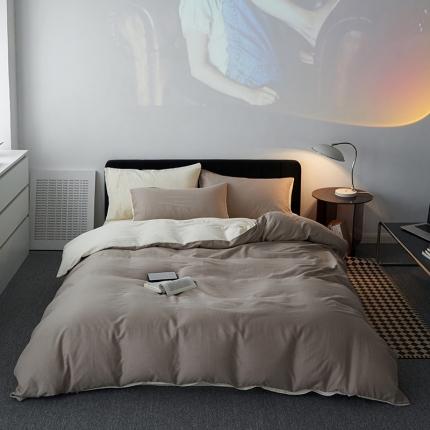 91家纺网 家纺一手货源 找家纺 （总）荣轩 2023新款A类双层纱全棉四件套简约款-风格二