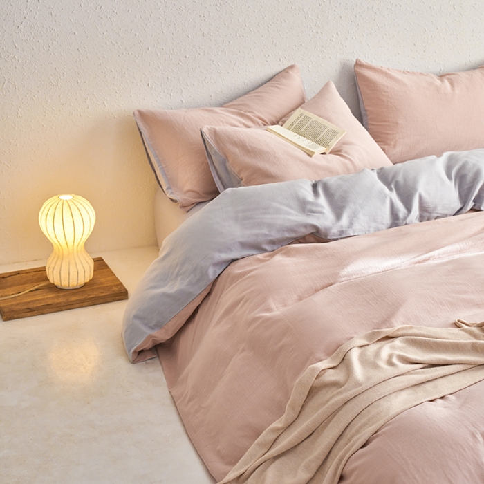 91家纺网 家纺一手货源 找家纺 荣轩 2023新款A类双层纱全棉四件套简约款-风格二 初恋巴斯克