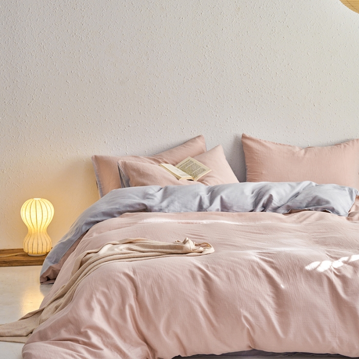 91家纺网 家纺一手货源 找家纺 荣轩 2023新款A类双层纱全棉四件套简约款-风格二 初恋巴斯克