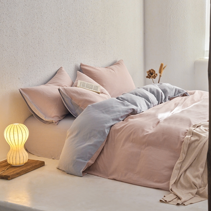 91家纺网 家纺一手货源 找家纺 荣轩 2023新款A类双层纱全棉四件套简约款-风格二 初恋巴斯克