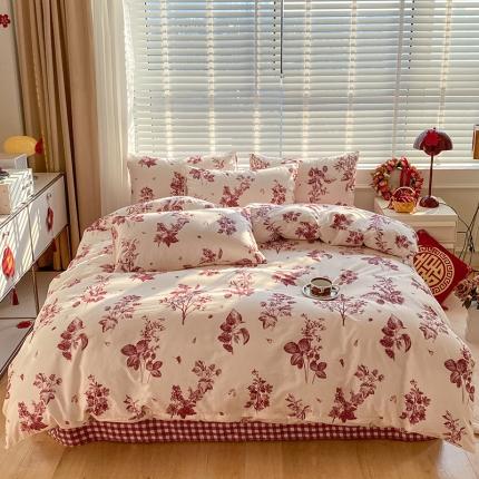 91家纺网 家纺一手货源 找家纺 （总）桃子家居 2023新款红色好运喜庆纯棉印花系列四件套