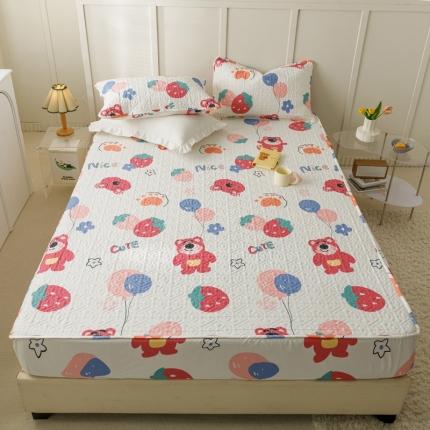 91家纺网 家纺一手货源 找家纺 （总）忘忧草 2025新款全棉夹棉床笠纯棉印花小清新花卉系列