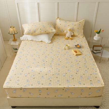 91家纺网 家纺一手货源 找家纺 （总）忘忧草 2025新款全棉夹棉床笠纯棉印花小清新花卉系列