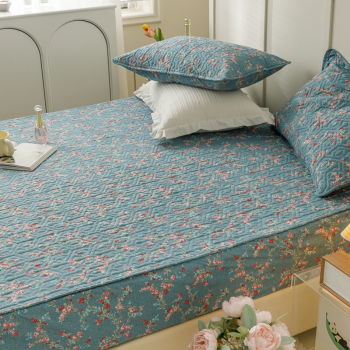 91家纺网 家纺一手货源 找家纺 忘忧草 2023新款全棉13372印花床笠纯棉小清新印花 雨萌