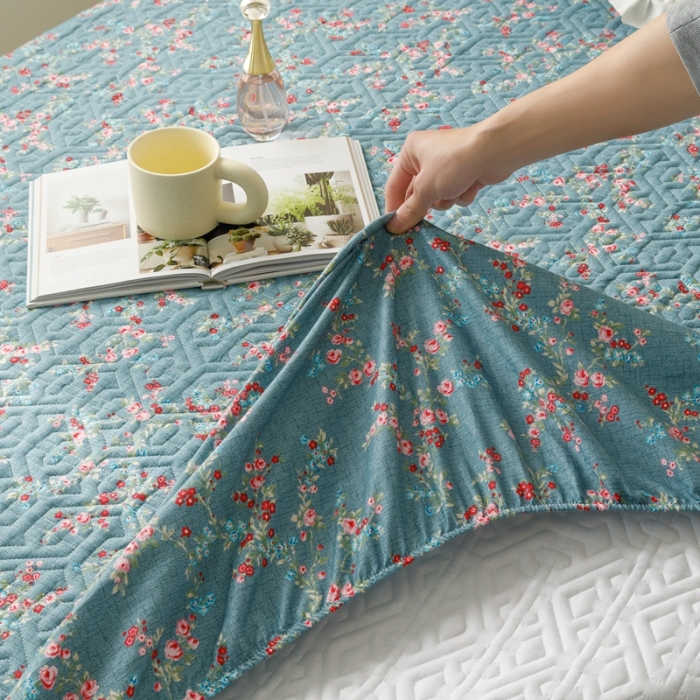 91家纺网 家纺一手货源 找家纺 忘忧草 2023新款全棉13372印花床笠纯棉小清新印花 雨萌