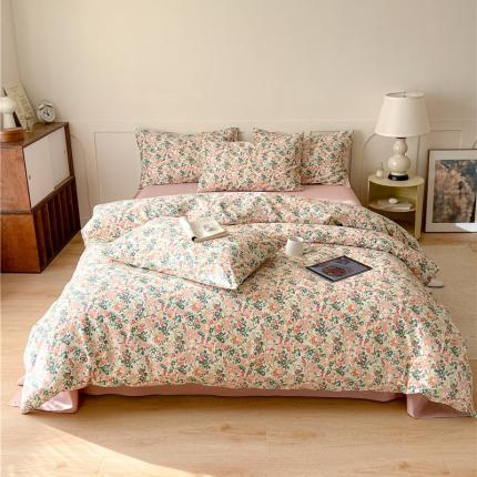 91家纺网 家纺一手货源 找家纺 （总）棉眠 2023春夏新品纯棉复古花园小清新全棉四件套