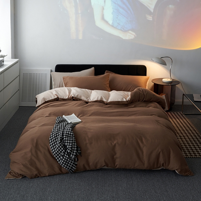 91家纺网 家纺一手货源 找家纺 （总）荣轩 2023新款A类双层纱全棉四件套简约款-风格二