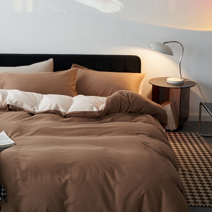 91家纺网 家纺一手货源 找家纺 （总）荣轩 2023新款A类双层纱全棉四件套简约款-风格二